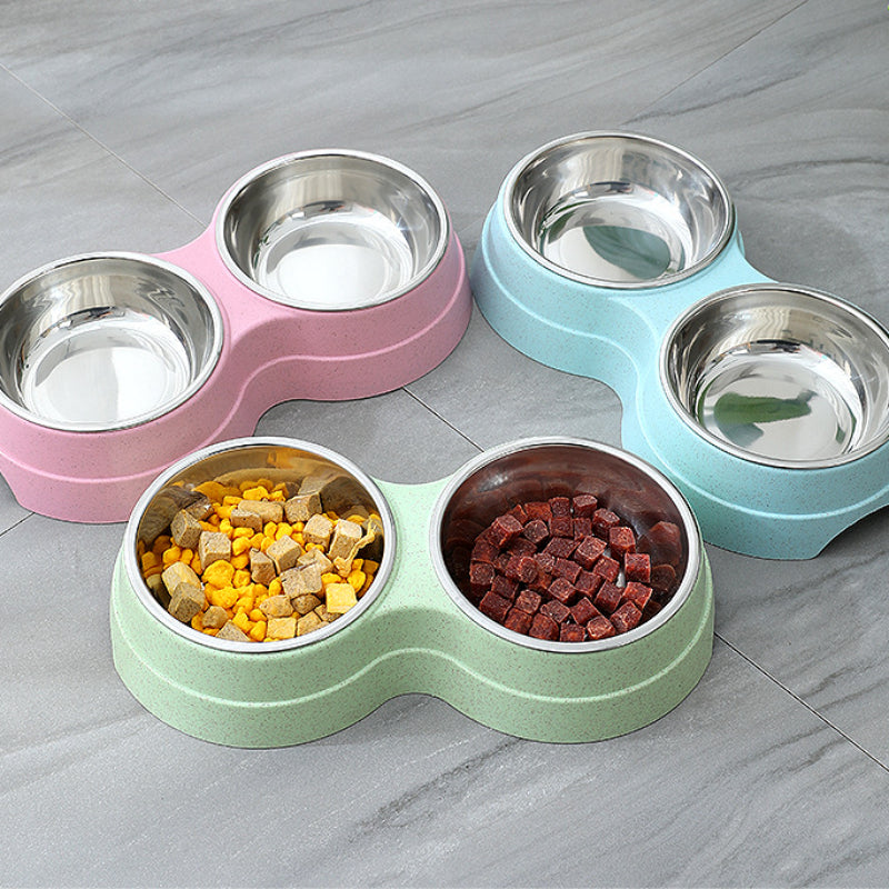 Double Pet Bowls Dog Food Water Feeder Stainless Steel Pet Drinking Dish Feeder Cat Puppy Feeding Supplies Small Dog Accessories - 5 - CJ