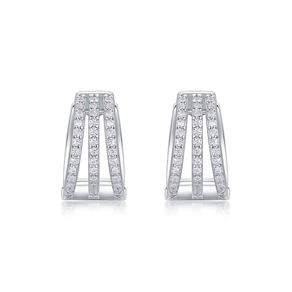 Human March Luxury Fashion Diamond Earrings Stud Inlaid With Mosan Diamond Silver Jewelry