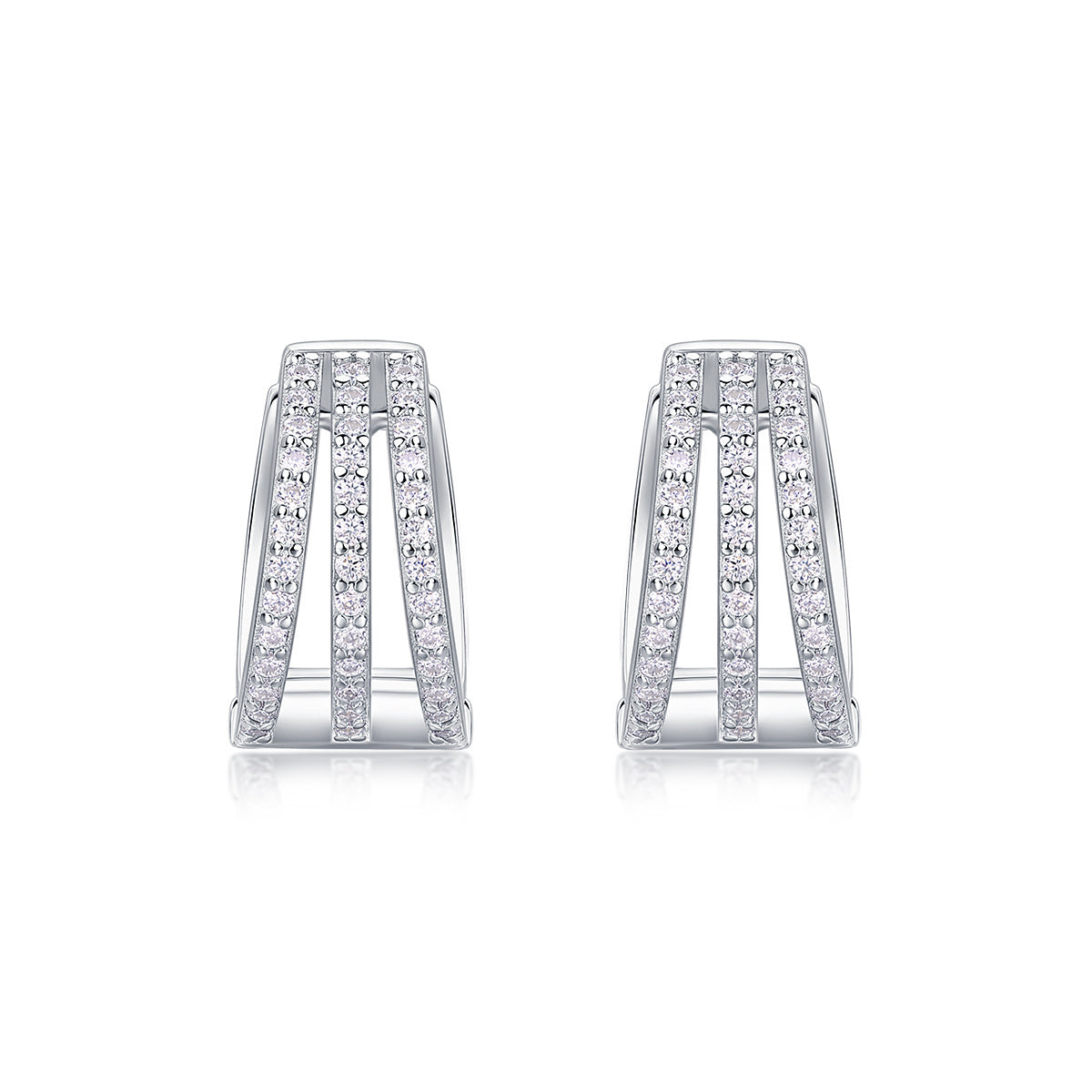 Human March Luxury Fashion Diamond Earrings Stud Inlaid With Mosan Diamond Silver Jewelry