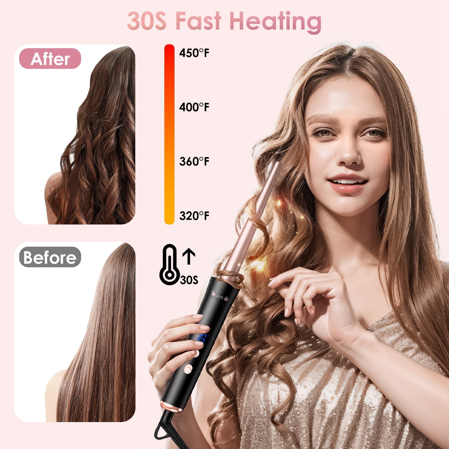 2 Type Options - 1Pc 5 In 1 Curling Wand Hair Curling Iron Brush Anti - Tangle Hair Thermal Brush Curler With 4 Heating Levels 360 Degree Rotatable Cable 5 Interchangeable Barrels 2 Clips 1H Auto Off - 5 - cjdropshipping