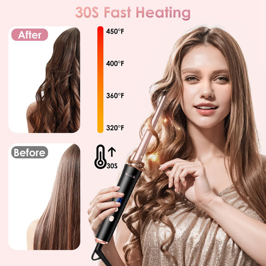 2 Type Options - 1Pc 5 In 1 Curling Wand Hair Curling Iron Brush Anti - Tangle Hair Thermal Brush Curler With 4 Heating Levels 360 Degree Rotatable Cable 5 Interchangeable Barrels 2 Clips 1H Auto Off - 5 - cjdropshipping