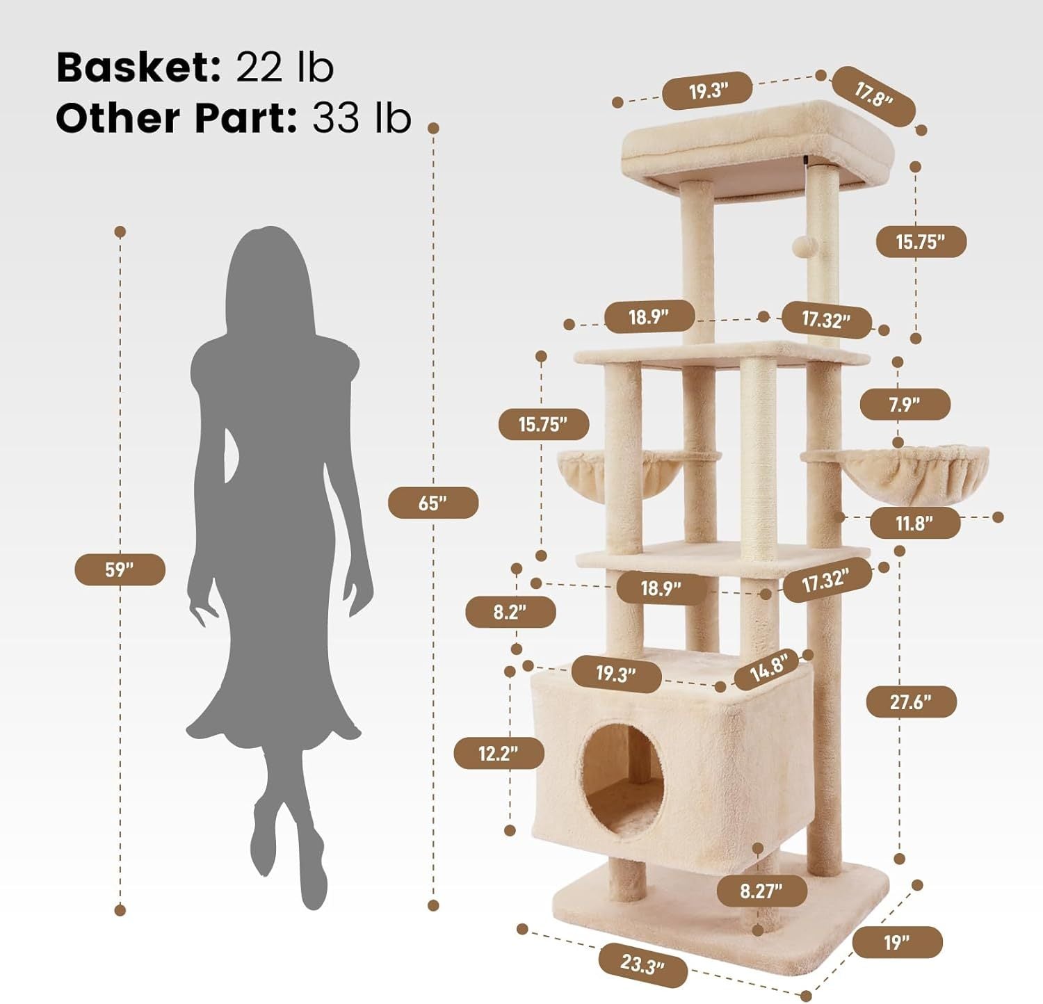 Gardner Pets Large Cat Tree For Medium To Large Cats, Heavy - Duty Cat Tower With Scratch Post And Washable Top Perch. Self - pickup Orders Supported Via FedEx, Amazon Ship, And UPS. - 5 - CJ
