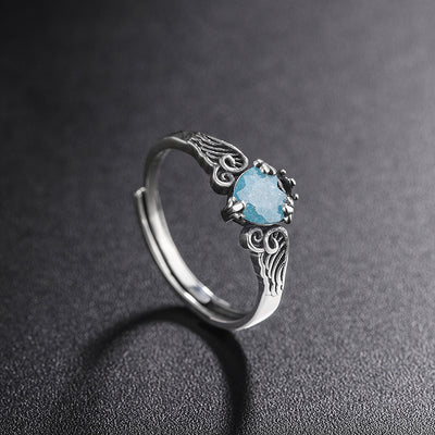 Blue Moonlight Silver Jewelry S925 Sterling Silver Japanese And Korean Trend Angel Wing Crown Ring - 4 - CJ