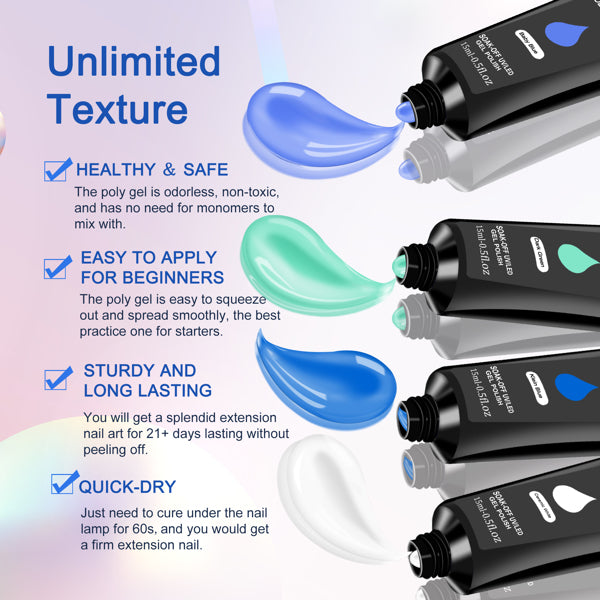 6 PCS Polygel Nail Kits With UV Light, Sliding Solution, Top Primer, Builder Nail Art Tools - 5 - CJ