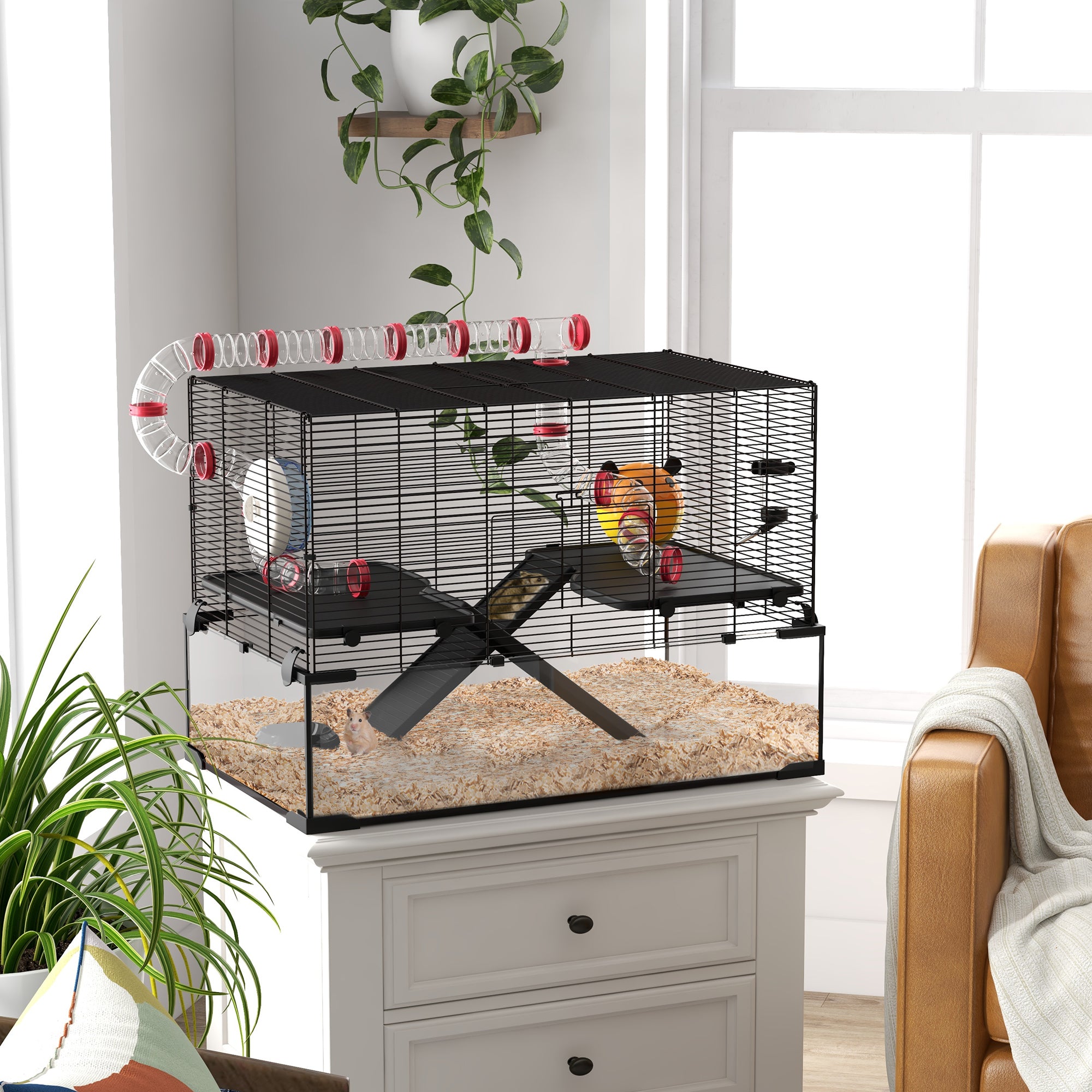 31" Hamster Cage with Tube and Tunnel, Deep Glass Bottom - 5 - CJ