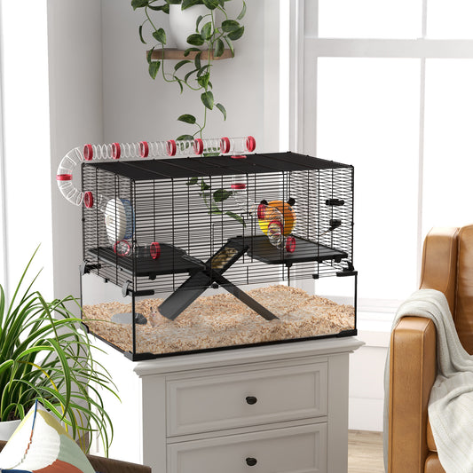 31" Hamster Cage with Tube and Tunnel, Deep Glass Bottom - 5 - CJ