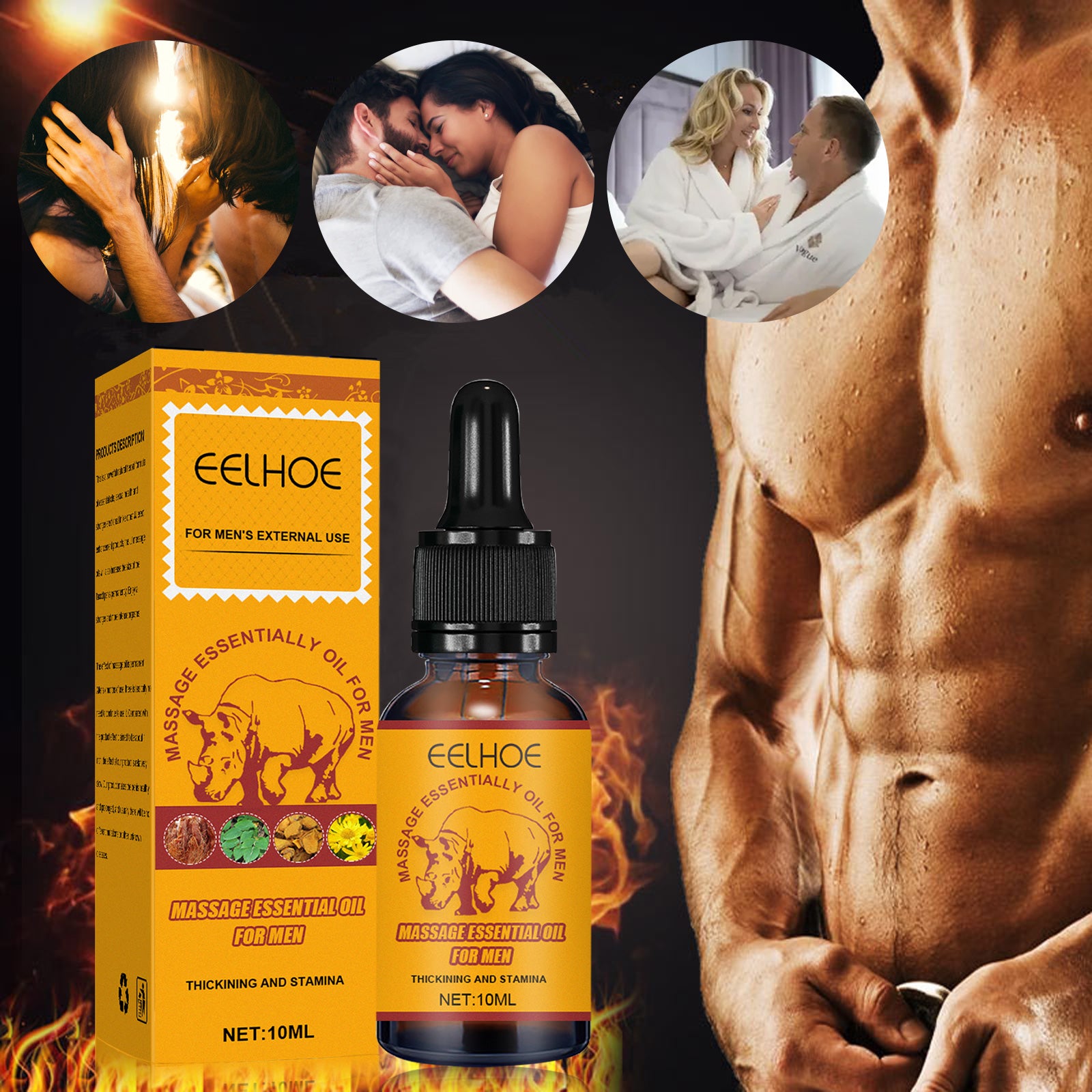 EELHOE Men's Massage Essential Oil, Men's Strength Body Exercise Care Massage Care Essential Oil - 5 - CJ