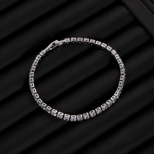 Sleek Luxury Sparkling Zircon Bracelet,Detachable Extender Chain,Unisex For Daily Wear, Christmas Outfits And Beach Occasions - 5 - CJ