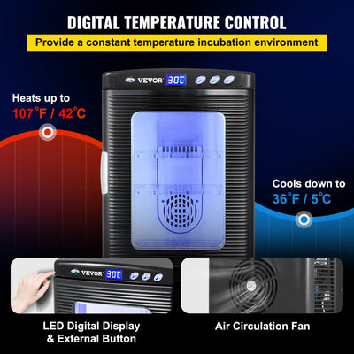 Black Reptile Incubator 25L Scientific Lab Incubator Digital Incubator Cooling And Heating 5 - 42°C Reptile Egg Incubator 12V/110V Work For Small Reptiles - 5 - CJ