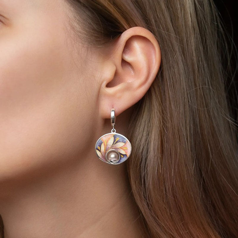Fashion Exquisite Flower Enamel Pearl Earrings - 0 - CJ