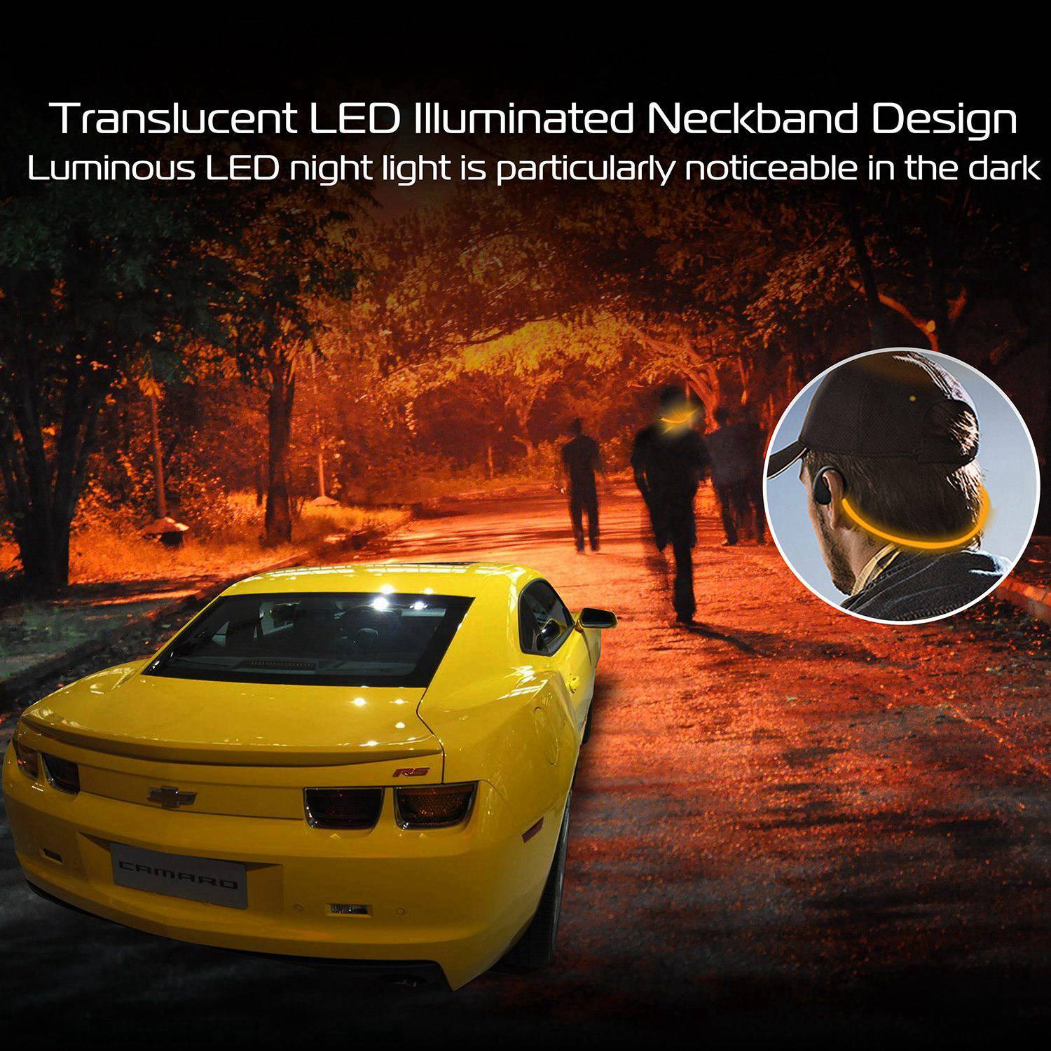 1Pc Wireless Sports Headsets Wireless V4.1 Neckband Earphones HD Stereo Sweat-proof Headphones Earbuds With  LED Light Mic 8Hrs Work Running