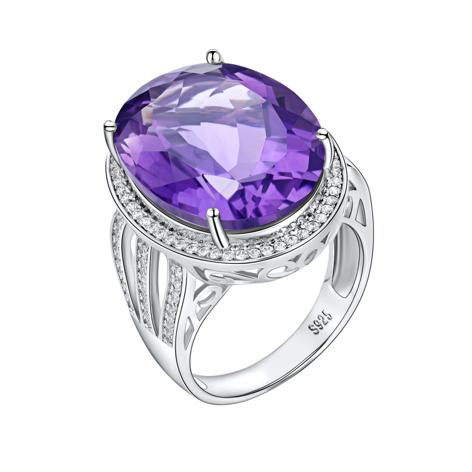 Natural Amethyst Ring Luxury Gem Jewelry Temperament S925 Silver - 4 - CJ - White - NO.9 - CJJE1588109 - White - NO.9