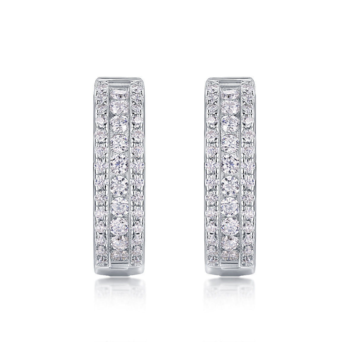 Splendid Night Luxury Fashion Diamond Earrings Stud Set With Mosan Diamond Silver Ornaments