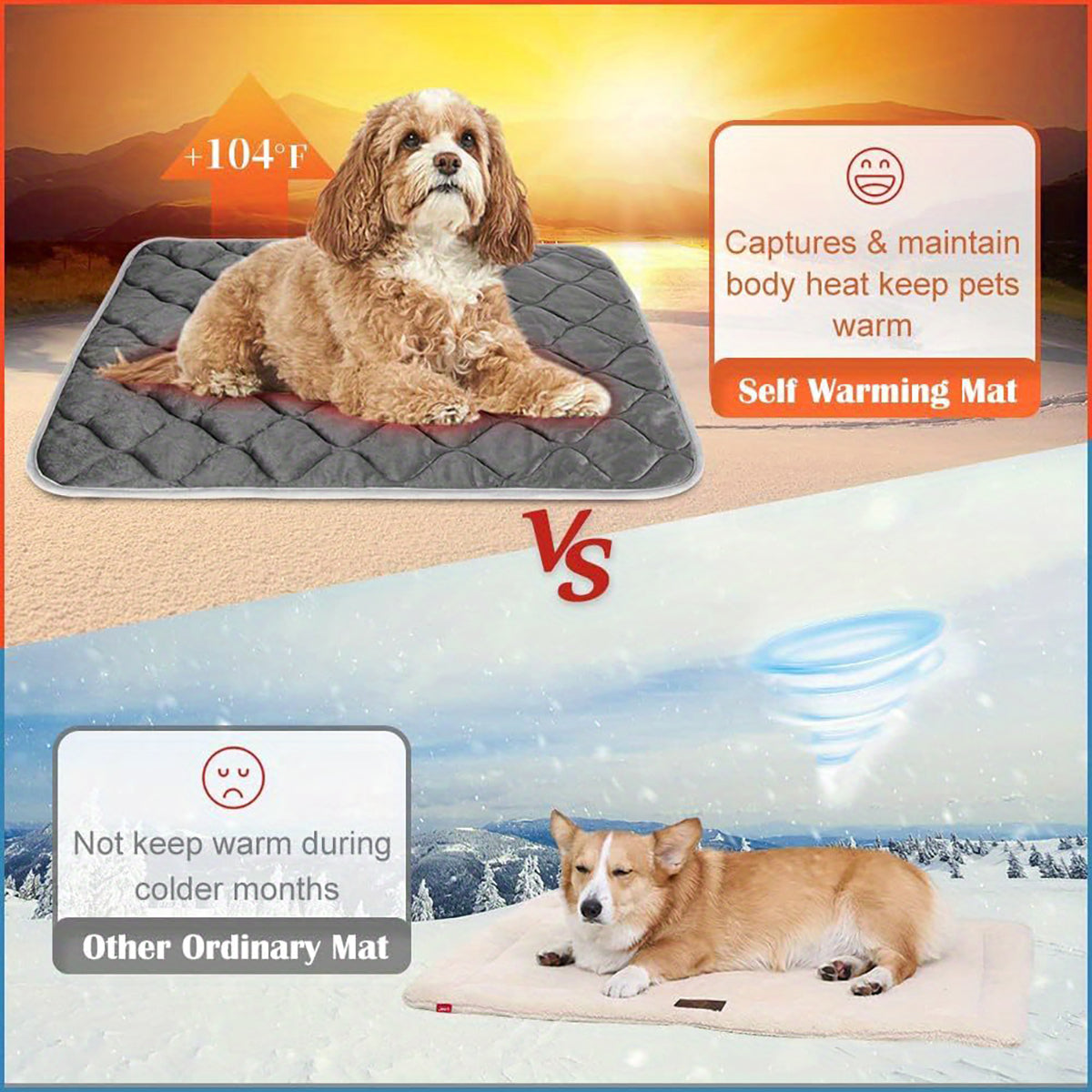 Cat Dog Non - Slip Mat, Extra Warm Thermal Pet Pad Self - Heating Cat Mat Warm Thermal Pet Pad Washable Dog Crate Pad Heat Dog Cat Bed Mat Blanket Non - Slip - 5 - CJ