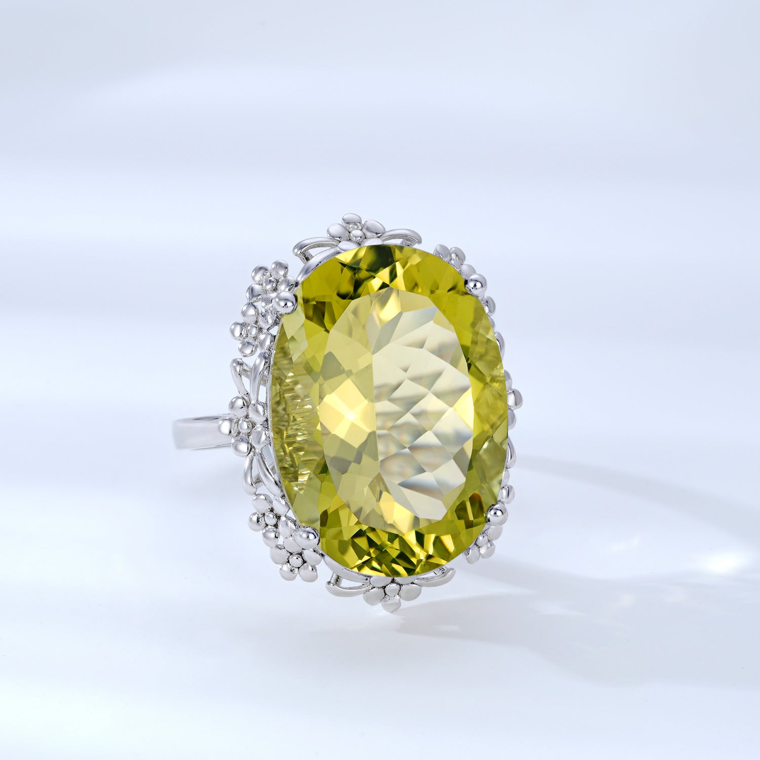 Natural Lemon Crystal Ring Luxury Style Jewelry S925 Silver - 4 - CJ