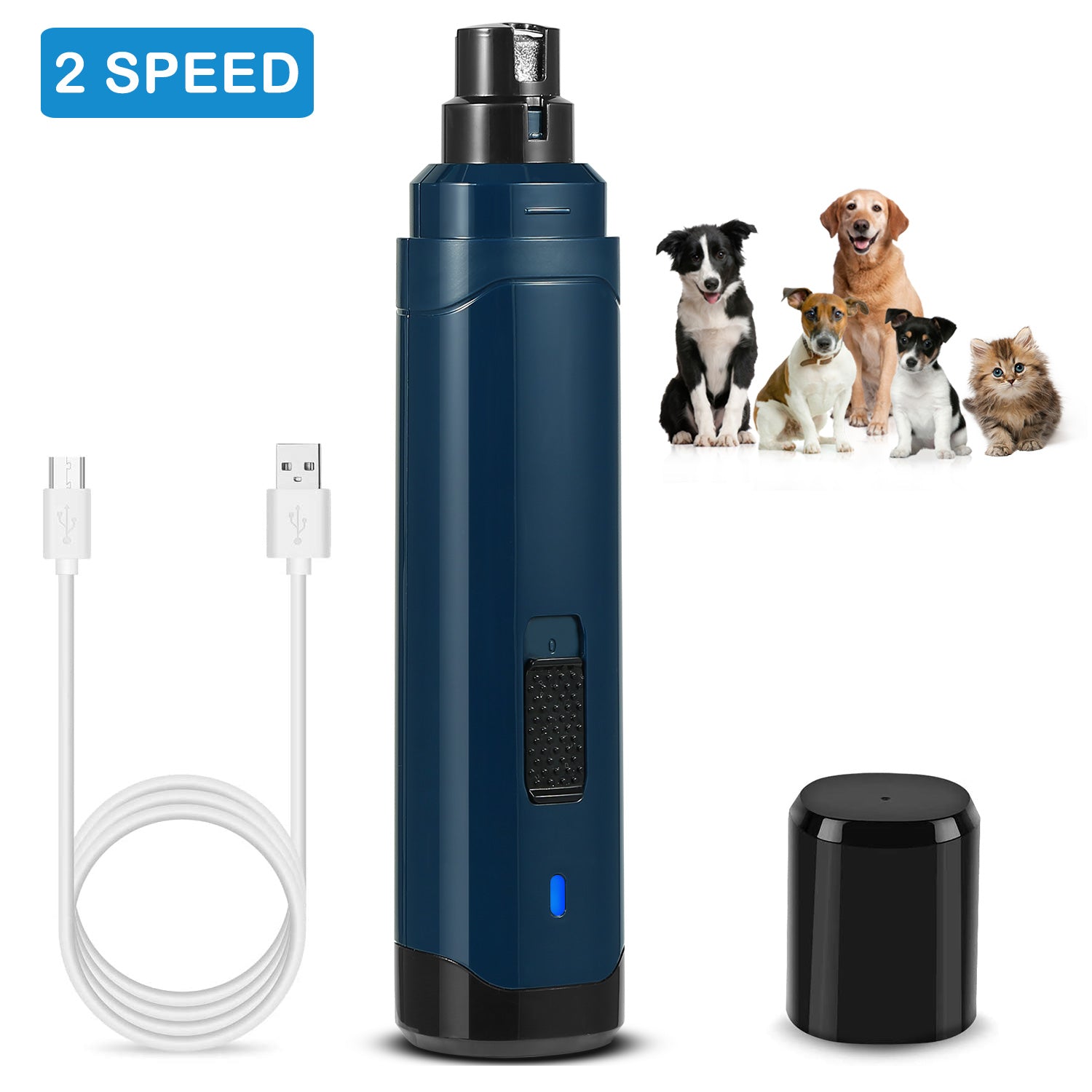 1Pc Dog Nail Grinder 2 Speeds Quiet USB Rechargeable Pet Nail Grinder Professional Pet Nail Trimmer Cordless Paws Grooming & Smoothing Claw Care For Small Medium Large Dogs & Cats - 5 - CJ