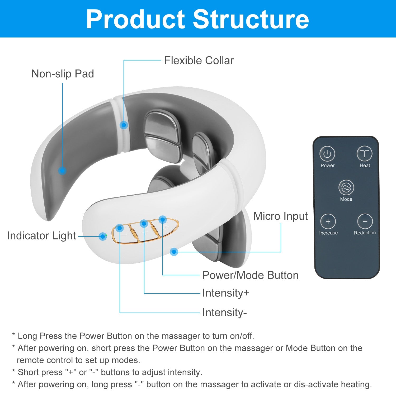 1 Set EMS Neck Massager With Heat Cordless Cervical Neck Massager EMS Neck Massager With 6 Modes 15 Intensity Levels Remote Control - 5 - CJ