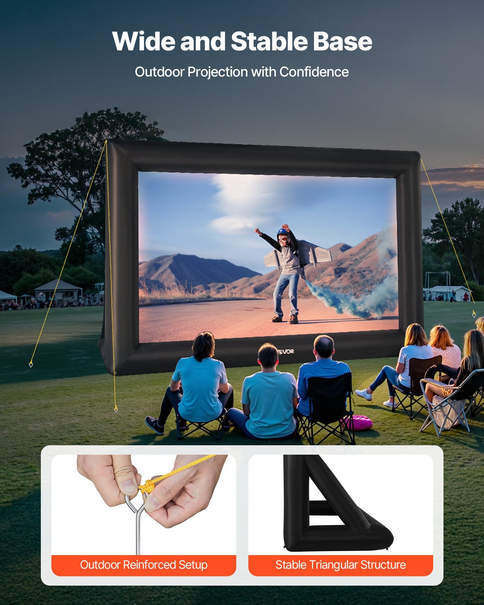 20FT Inflatable Projector Screen, Inflatable Movie Screen Outdoor With 250W Air Blower Projector Screen Oxford Fabric Material Blow Up Screen For Outdoor Backyard, Home Theater, Theme Party - 5 - CJ