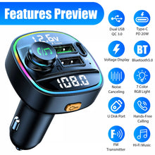 Bluetooth 5.0 Car Wireless FM Transmitter Adapter USB PD Charger AUX Hands - Free Noise Reduction Audio Receiver Car Kit Handsfree Dual - 5 - CJ
