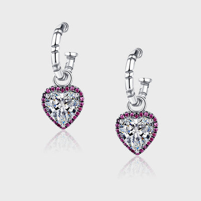Sterling Silver Peach Heart Set Zircon Personalized Versatile Earrings - 4 - https://x.com/titan_prim62775J