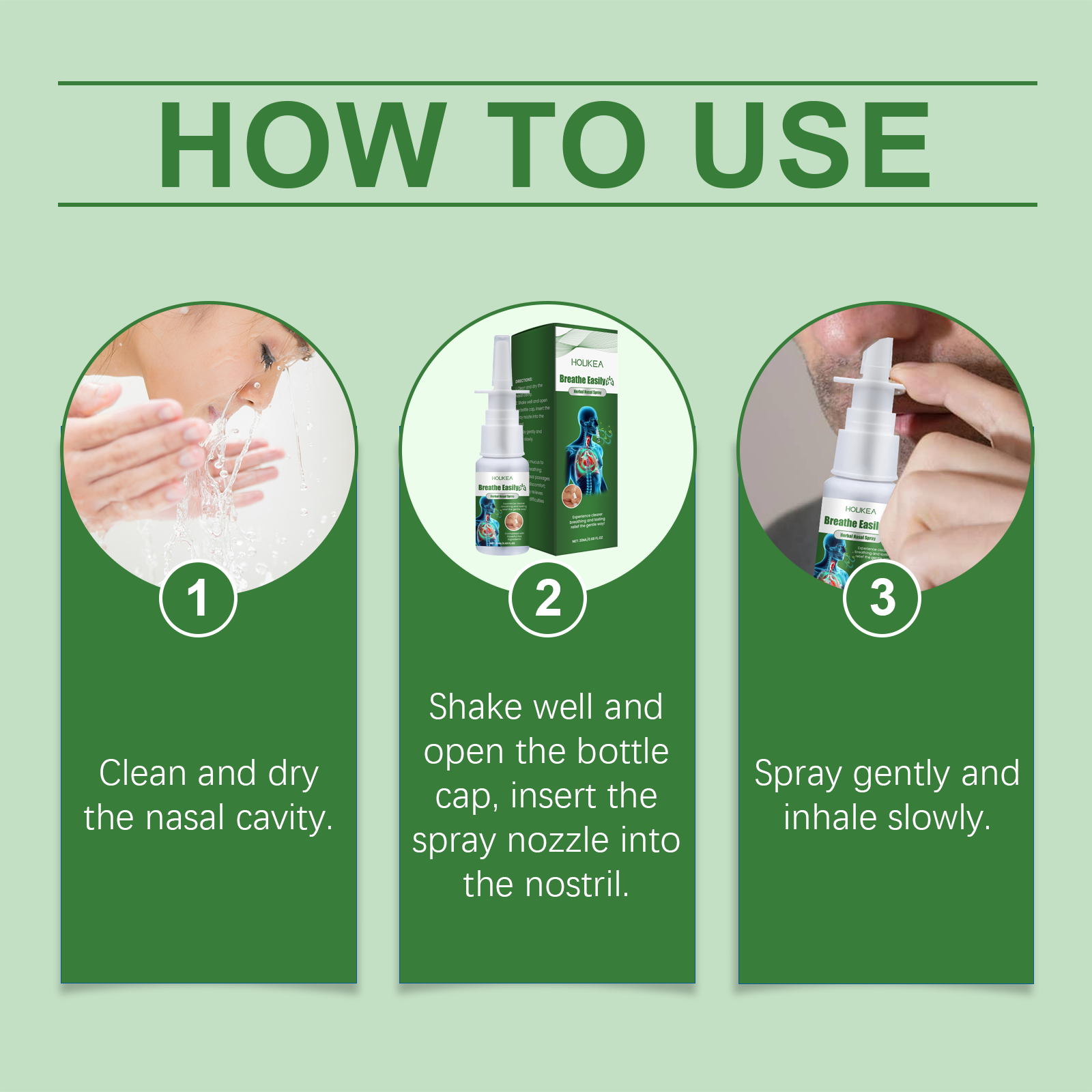 Houkea Herbal Nasal Spray, Soothing Nasal Discomfort Mild Cleansing Herbal Nasal Spray - 5 - CJ