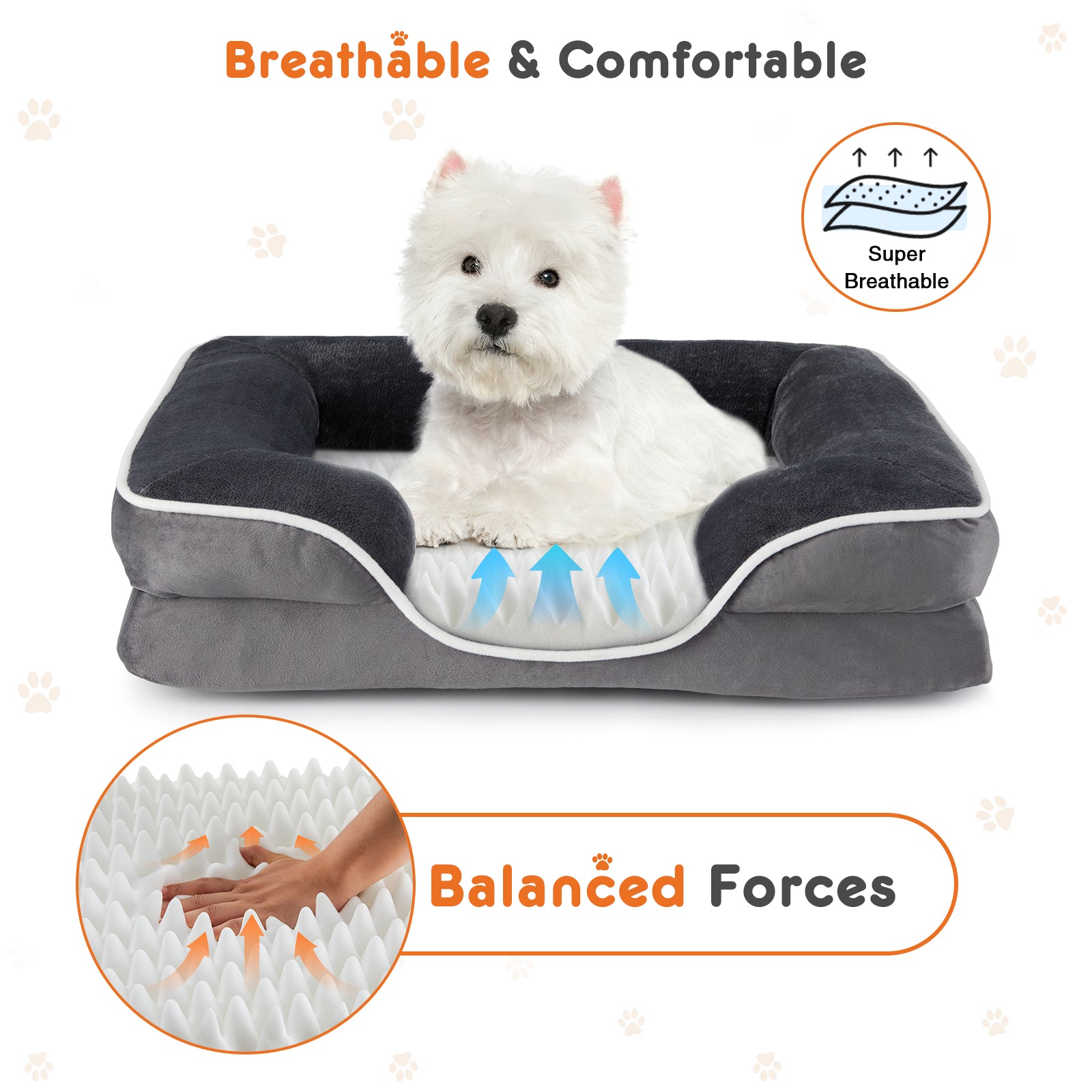 Memory Foam Pet Bed For Small Dogs & Cats With Washable Removable Cover Non - Slip Base Waterproof Liner - 5 - CJ