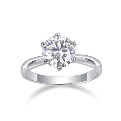 Classic Six - prong Mossan Diamond Silver Open Ring And Fixed Ring Prohibit TikTok sales - 5 - CJ