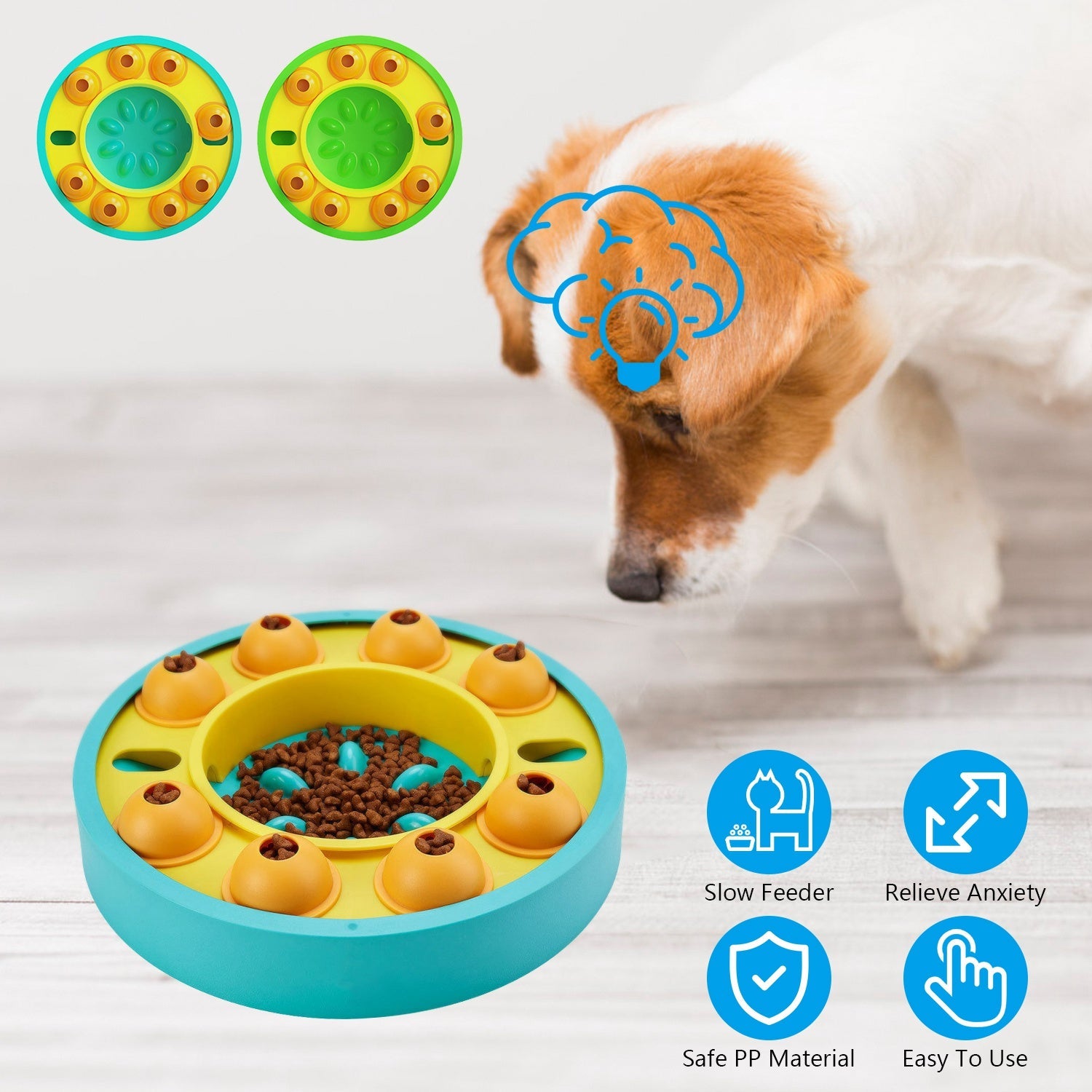 1Pc Dog Puzzle Food Feeder Slow Feeding Bowl Interactive Toy Dog Treat Dispensing Toy For IQ Training Mental Enrichment For Small Medium Large Dog Cat by CJ