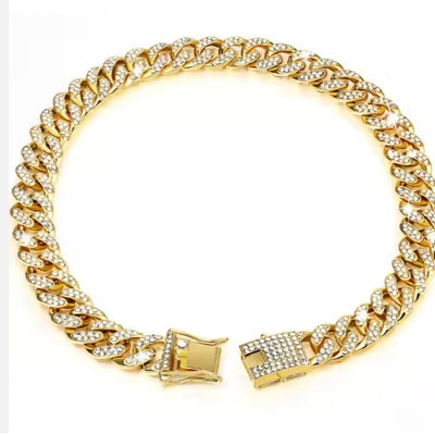 US LOCAL STOCK Hiphoppet Beautiful Hot Sale Luxury Alloy Dog Chain Sparkling Diamond Secure Metal Chain Choker For Dogs And Cats - 5 - CJ