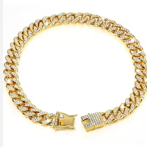 US LOCAL STOCK Hiphoppet Beautiful Hot Sale Luxury Alloy Dog Chain Sparkling Diamond Secure Metal Chain Choker For Dogs And Cats - 5 - CJ