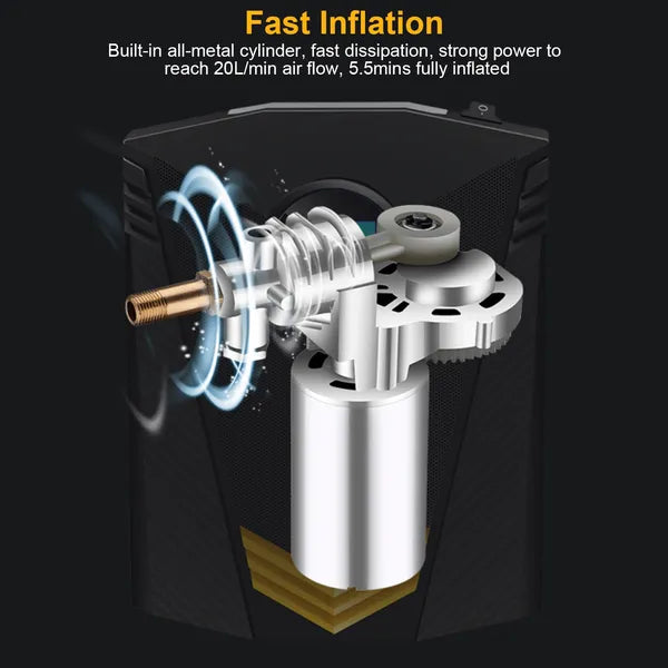 Tire Inflator 12V DC 100W 150PSI Digital Tire Pump W/LCD Display Electric Air Compressor Pump 20L/Min Air Flow - 5 - cjdropshipping