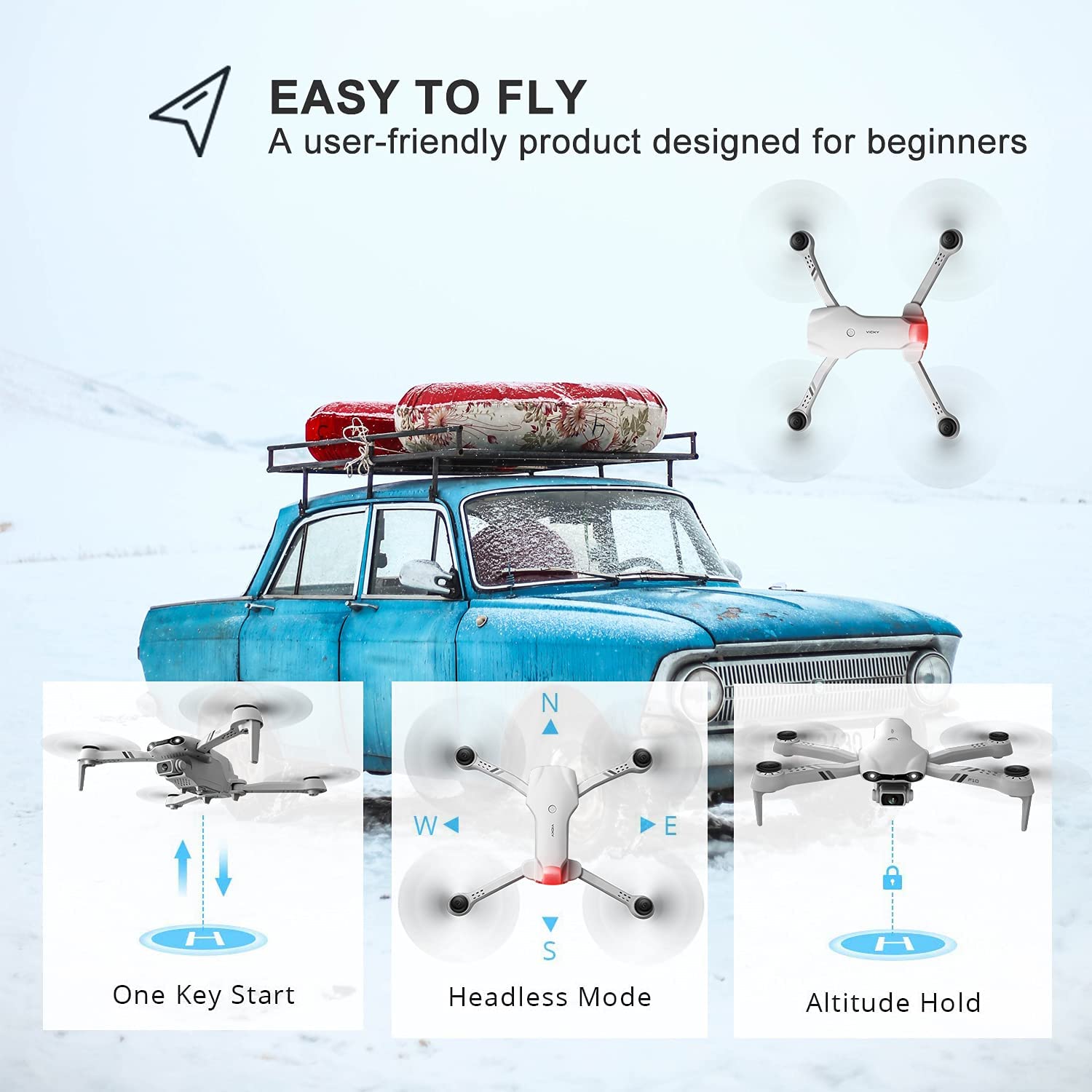 UK  F10 Foldable Drone With Camera WIFI FPV For Adults,1080P HD FPV Live Video RC Quadcopter,Logistics Is Randomly Sent By EVRI,ROYAL MAIL,Amazon Logistics - 5 - CJ
