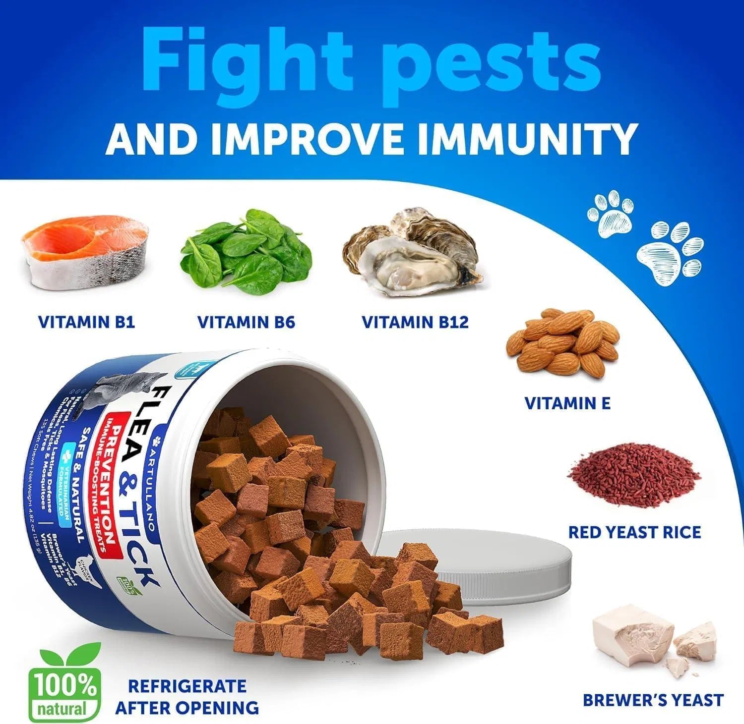 Flea Treatment For Cats Natural Flea And Tick Prevention Supplement For Cats Kittens Chewable Daily Oral Pills With Vitamins 135 Soft Chews Skin & Coat Dental Treats Digestion - 5 - CJ