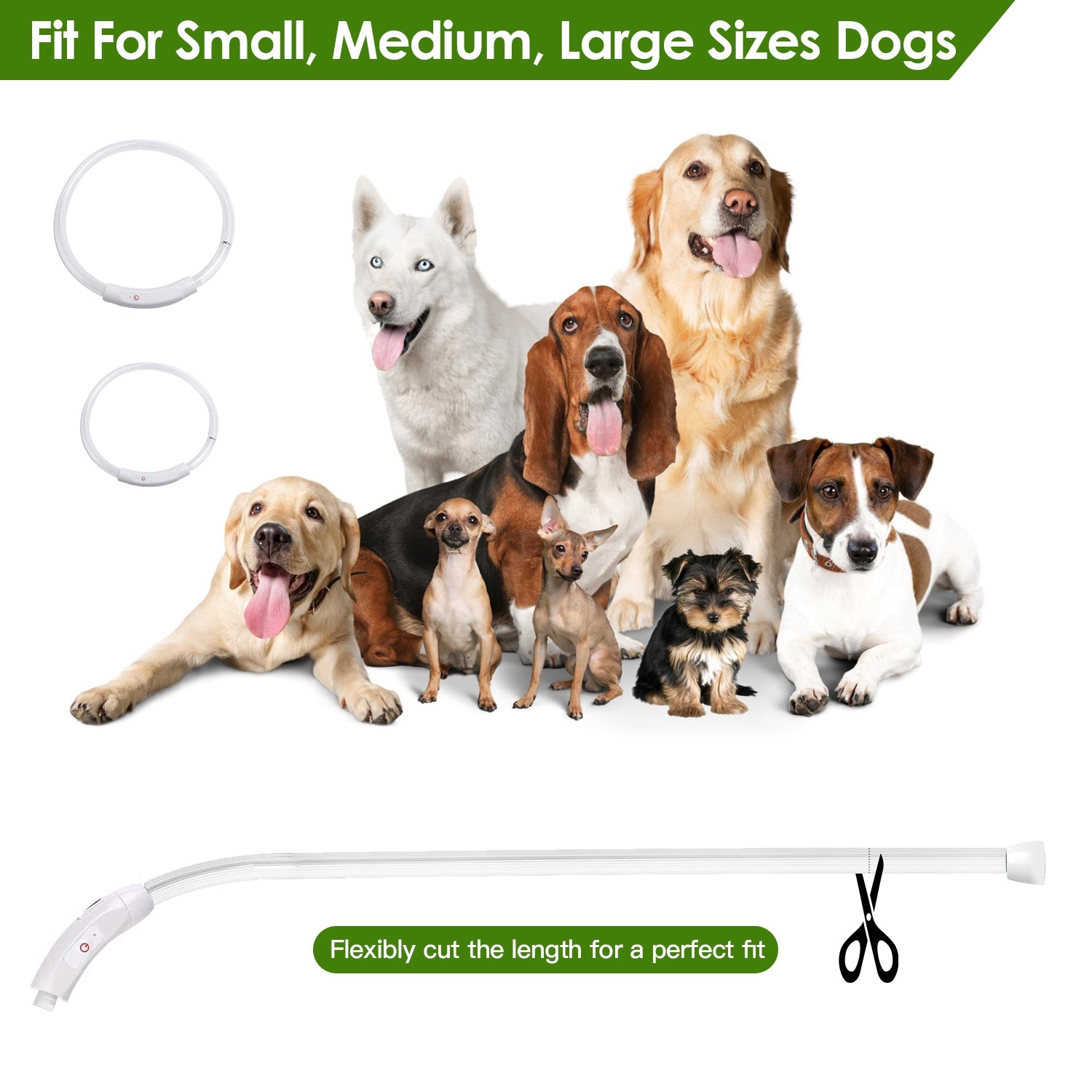 1Pc USB Rechargeable LED Dog Collar Multi Color Lighting Dog Safety Collar Cuttable Length Glow Dog Collar For Small Medium Large Dog Night Walking - 5 - CJ