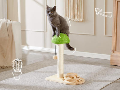 Mushroom Sisal Rope 2 In 1 Wooden Interactive Ball Track Ball Cat Scratching Post Cat Scratching Board - 5 - CJ
