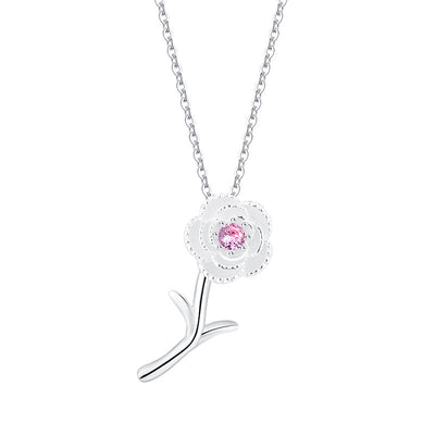 Sterling Silver 925 Cherry Blossom Necklace Women's Sweet Ins Versatile Collar Chain Jewelry - 4 - CJ