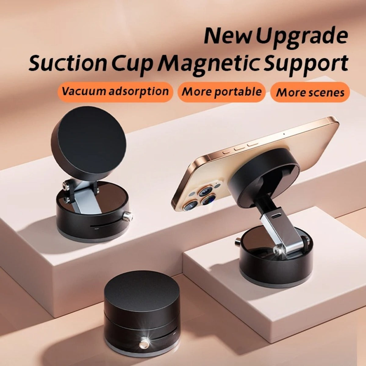 Ultra Magnetic Phone Holder Foldable Car Phone Mount Dashboard Phone Bracket 360 Degree Rotation Vacuum Suction Cup GPS Stand - 5.0 - CJ