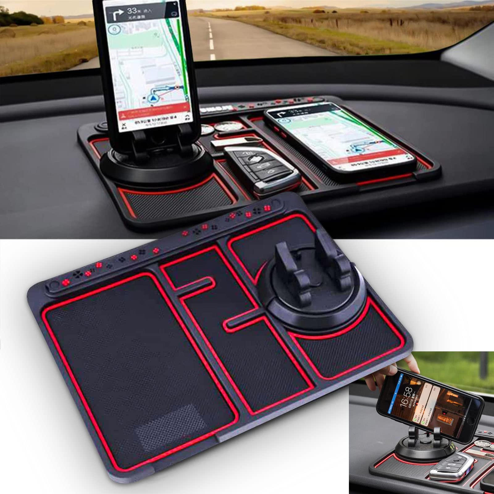Non - Slip Car Phone Pad For 4 - in - 1 Car Parking Number Card Anti - Slip Mat Auto Phone Holder Sticky Anti Slide Dash Phone Mount - 0 - CJ