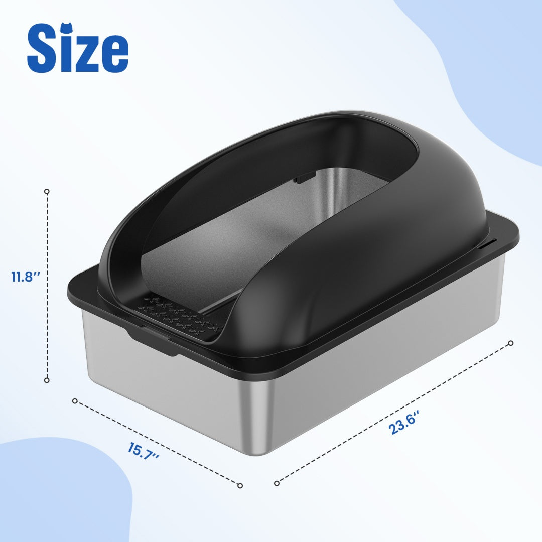 Stainless Steel Cat Litter Box With Lid, Large Cat Litter Box For Big Cats, Scoop And Mat Included - 5 - CJ