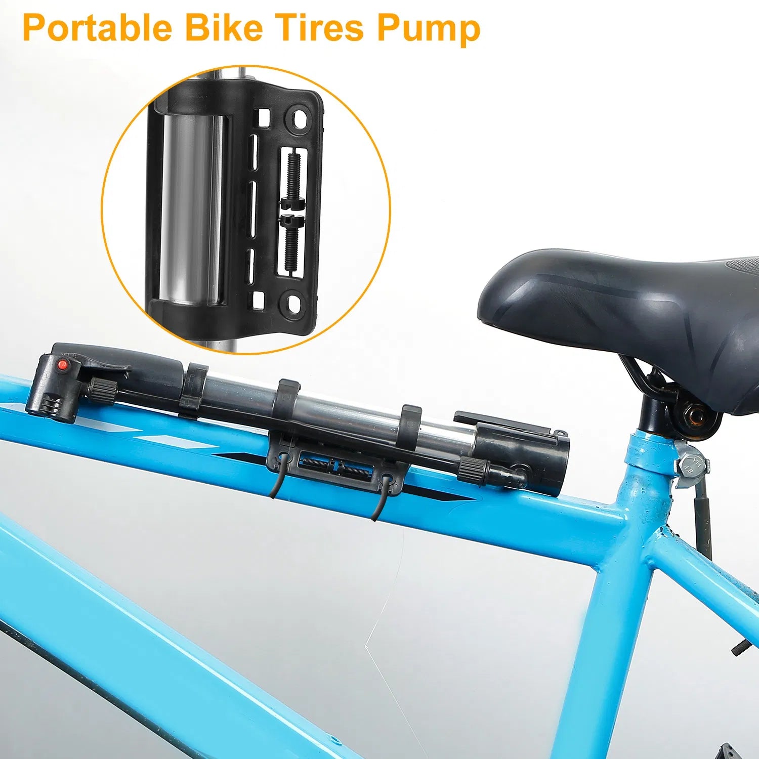 Mini Bike Portable Bicycle Tire Inflator Ball Air W Mount Frame For Mountain Road Bike - 5 - CJ