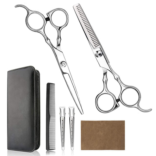 Hair Cutting Scissors Set, 6 Inch Hairdressing Thinning Shears For Hair Cutting For Women, Men, Kids - Silver - 5 - CJ