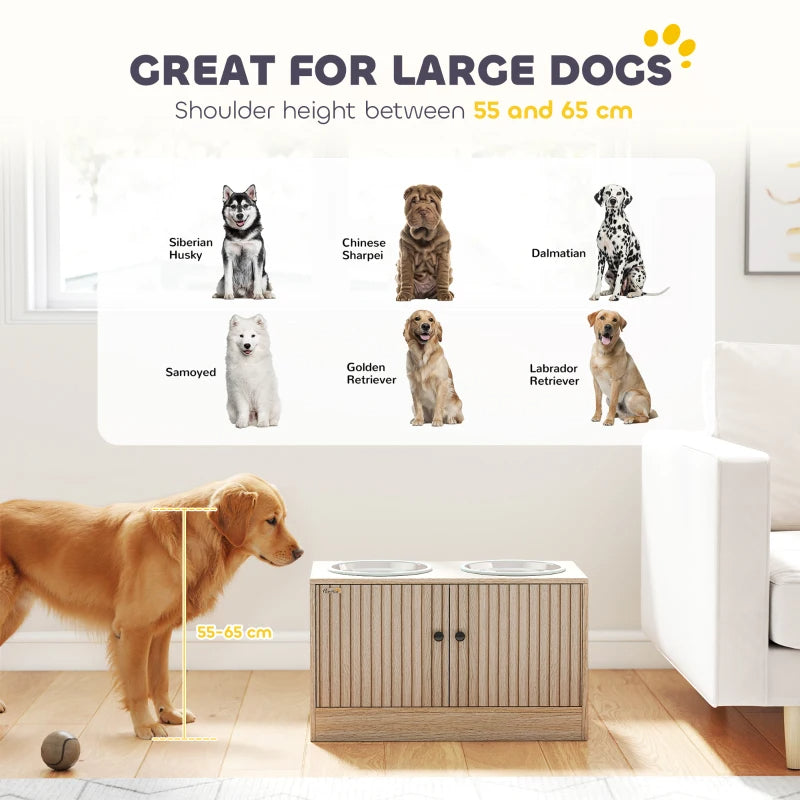 Elevated Dog Bowl, Large Feeding Dog Bowl Stand With 2 Stainless Steel Bowls, Storage Drawer, And Slow Feeder Mat. - 5 - CJ