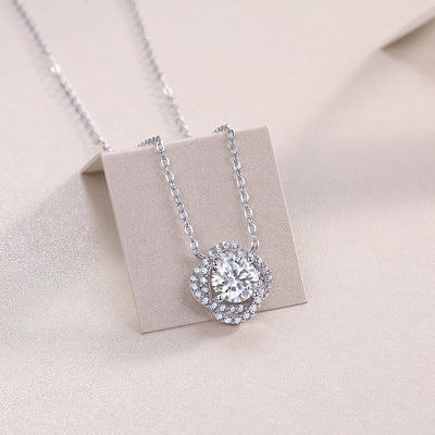 1Lucky Flower - A Fashionable And Luxurious Diamond Jewelry Pendant Set With 1 - carat Moissanite S925 Sterling Silver And Platinum Plating Prohibit TikTok sales - 5 - CJ