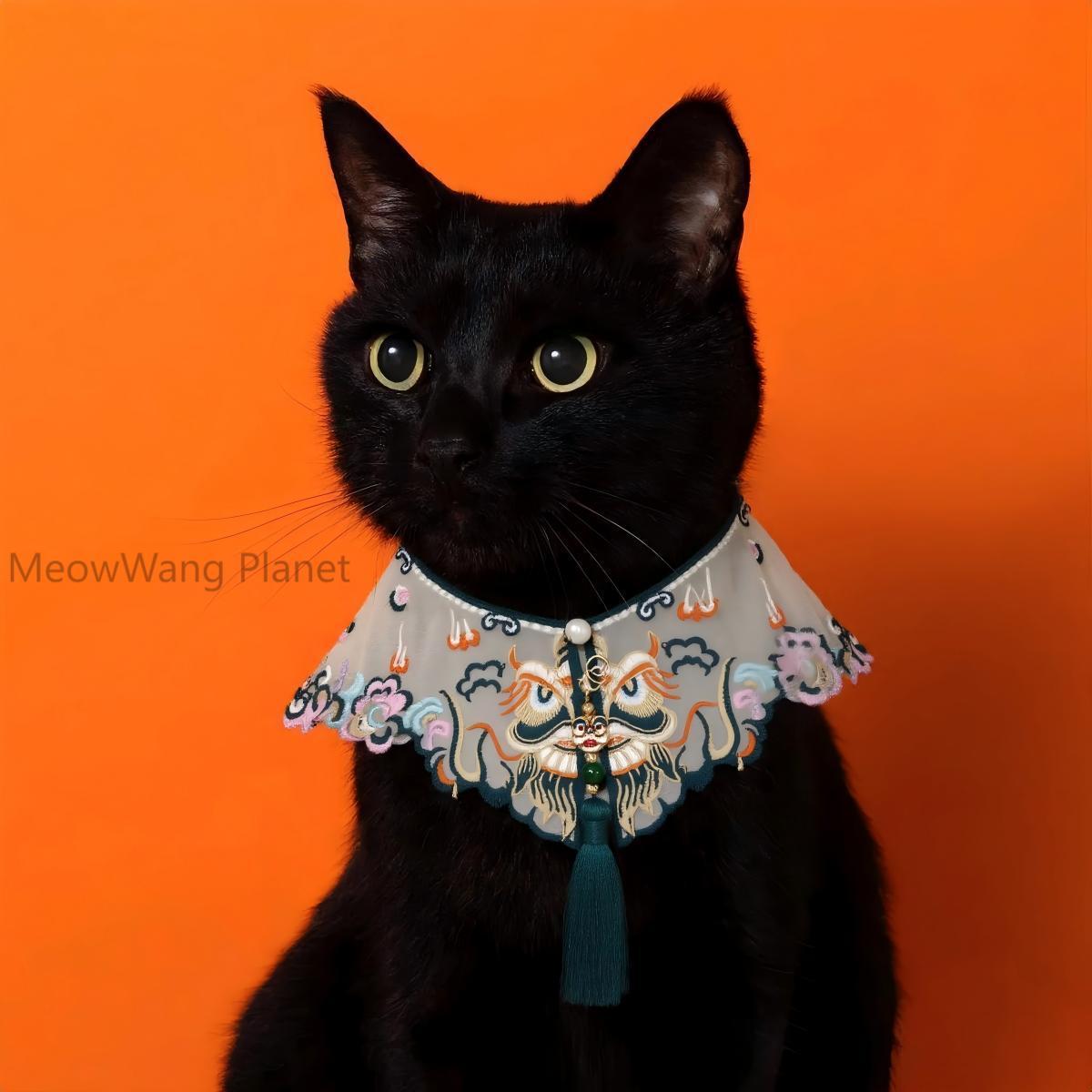 Handmade Chinese Embroidered Pet Shawl Hanfu Style Cloud Shoulder Bib Neck Wrap For Cats Small Dogs Elegant Pet Scarf