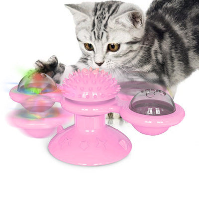 Cat Rotating Windmill Multi - Function Toys Itch Scratching Device Teeth Shining Toy - 0 - CJ - Pink - CJJJCWGY01430 - Pink