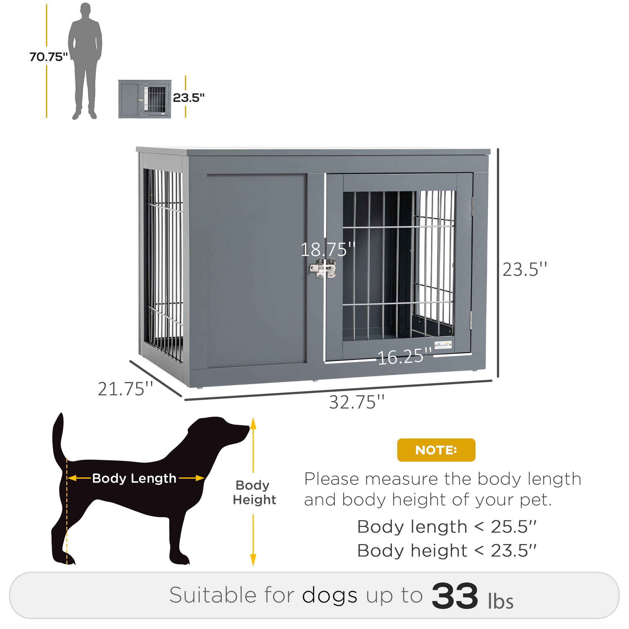 Dog Cage Furniture Metal Indoor Pet Cage Cage, Double Door End Table, Small & Medium Dog House Locks, Grey - 5 - CJ