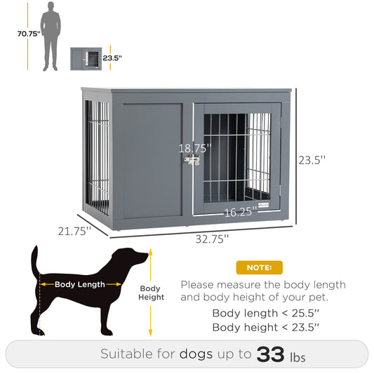 Dog Cage Furniture Metal Indoor Pet Cage Cage, Double Door End Table, Small & Medium Dog House Locks, Grey - 5 - CJ