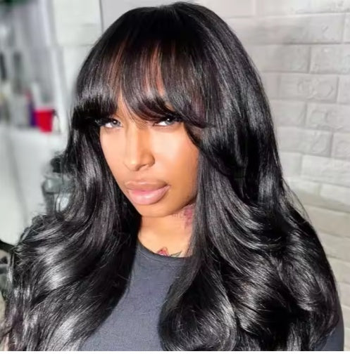 Pre Everything Glueless 13x5 Body Wave Lace Front Wig With Bangs Hd Pre Cut Lace Human Hair Wig For Black Women - 5 - CJ