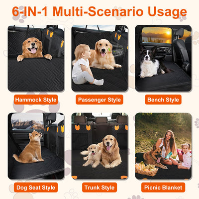 1Pc Dog Car Seat Cover For Back Seat Waterproof Oxford Cloth Seat Cover Hammock Non - Slip Scratchproof Back Seat Extender With Side Flap Mesh Window Storage Bag For Car SUV Truck - 5 - CJ