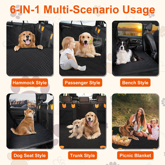 1Pc Dog Car Seat Cover For Back Seat Waterproof Oxford Cloth Seat Cover Hammock Non - Slip Scratchproof Back Seat Extender With Side Flap Mesh Window Storage Bag For Car SUV Truck - 5 - CJ